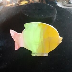 Vibrant Pink and Green Fish Decor Accent